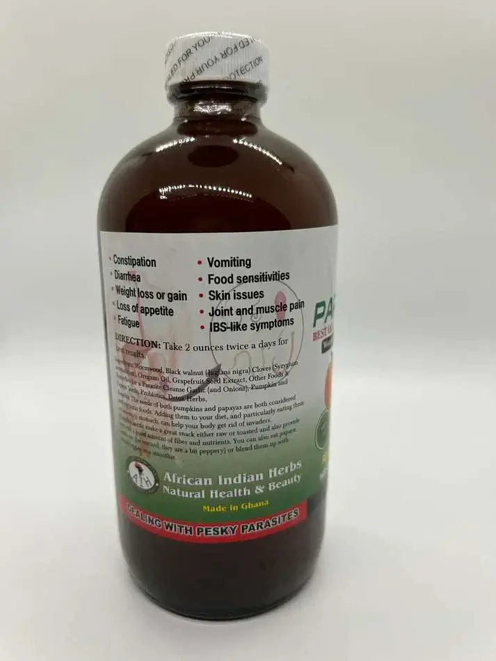 Parasite Formula bottle for digestive health, promoting wellness and detoxification.
