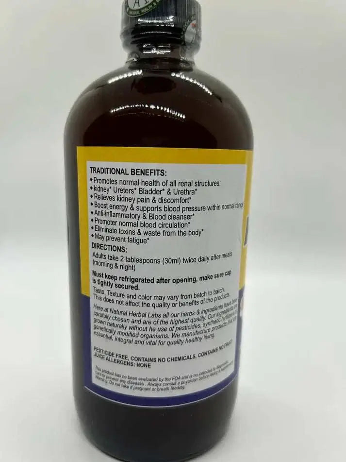 Kidney Formula product bottle highlighting benefits for kidney health and usage instructions.