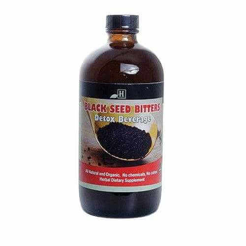 Black Seed Bitters Detox Beverage bottle, promoting natural detox and digestive support.