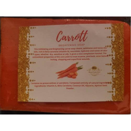 Brightening carrot soap bar for skin, enriched with vitamin A and natural ingredients to exfoliate and tone.