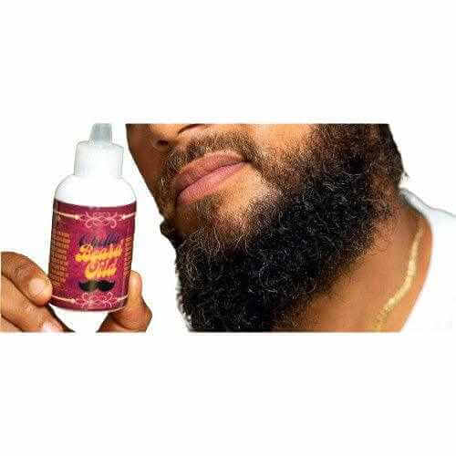Chella Beard Oil bottle held by a man with a well-groomed beard, showcasing premium natural beard care.