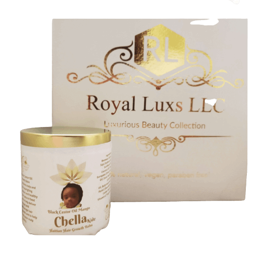 Chella Kidz Haitian Hair Growth Balm by Royal Luxs LLC, featuring nourishing Black Castor Oil and Shea Butter.