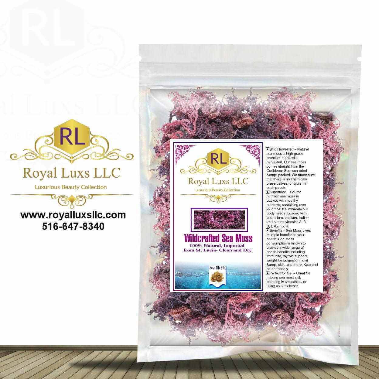 Royal Lux LLC Wildcrafted Sea Moss, sun-dried, natural, harvested from St. Lucia, packed with vitamins and minerals.