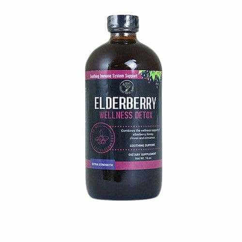 Elderberry Wellness Detox bottle for immune system support and detoxification with antioxidants and vitamins.