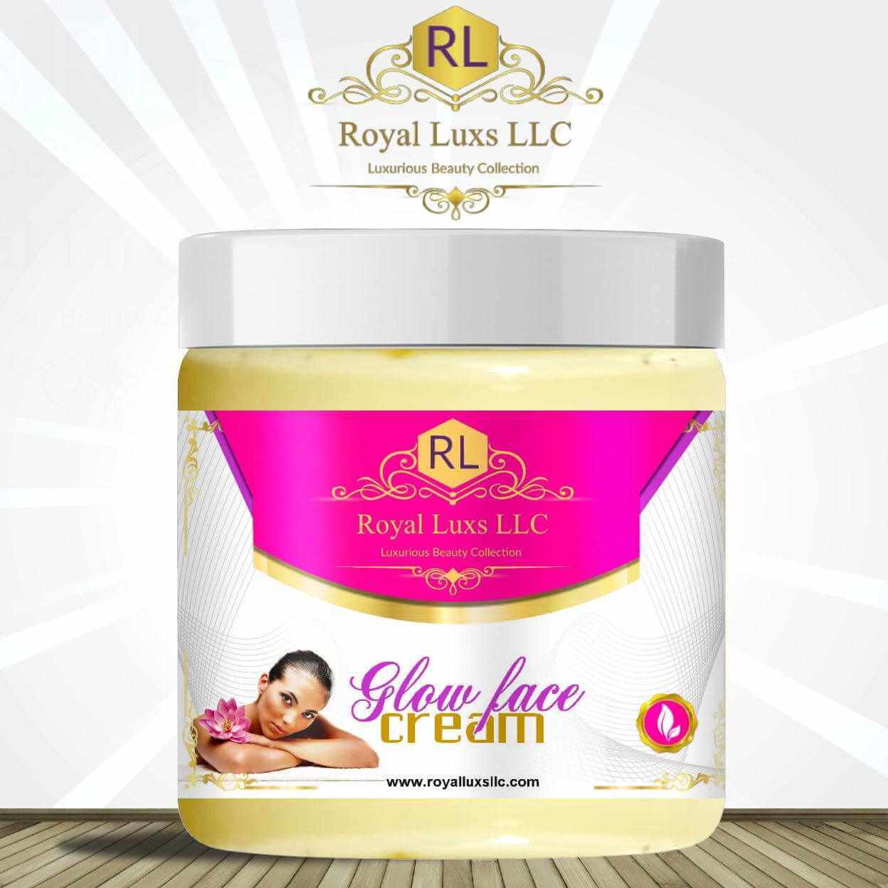 Royal Luxs LLC Glow Face Cream in a stylish jar, designed for skincare and radiant complexion.