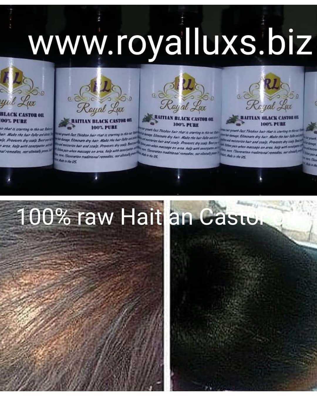 Haitian Black Castor Oil 100% Pure bottles showcasing the benefits for hair health.
