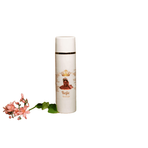 Kojic Wash Gel bottle with floral accents, designed to brighten and rejuvenate problematic skin.