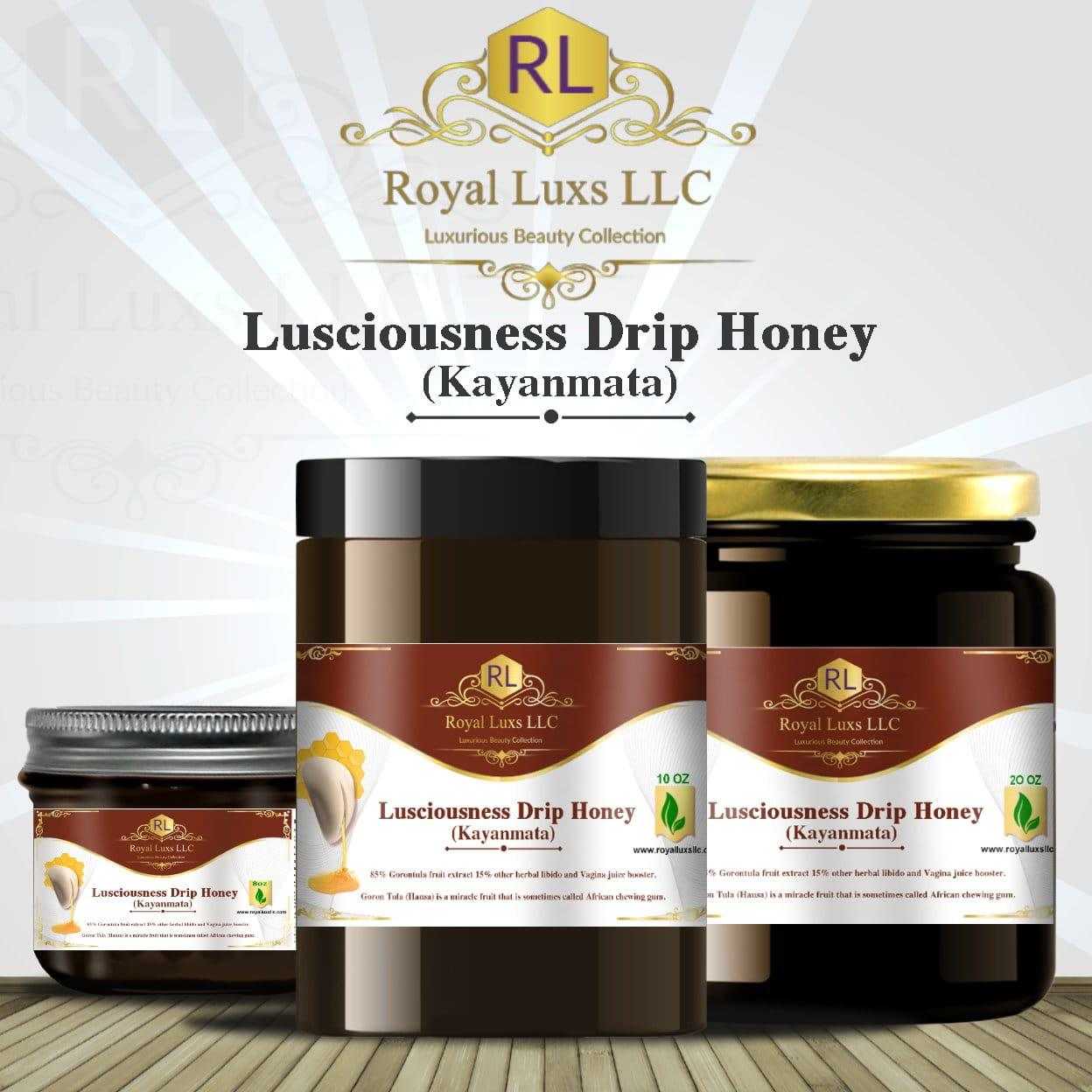 Lusciousness Drip Honey (Kayanmata) Goron Tula jars showcasing organic honey for women's health and wellness.