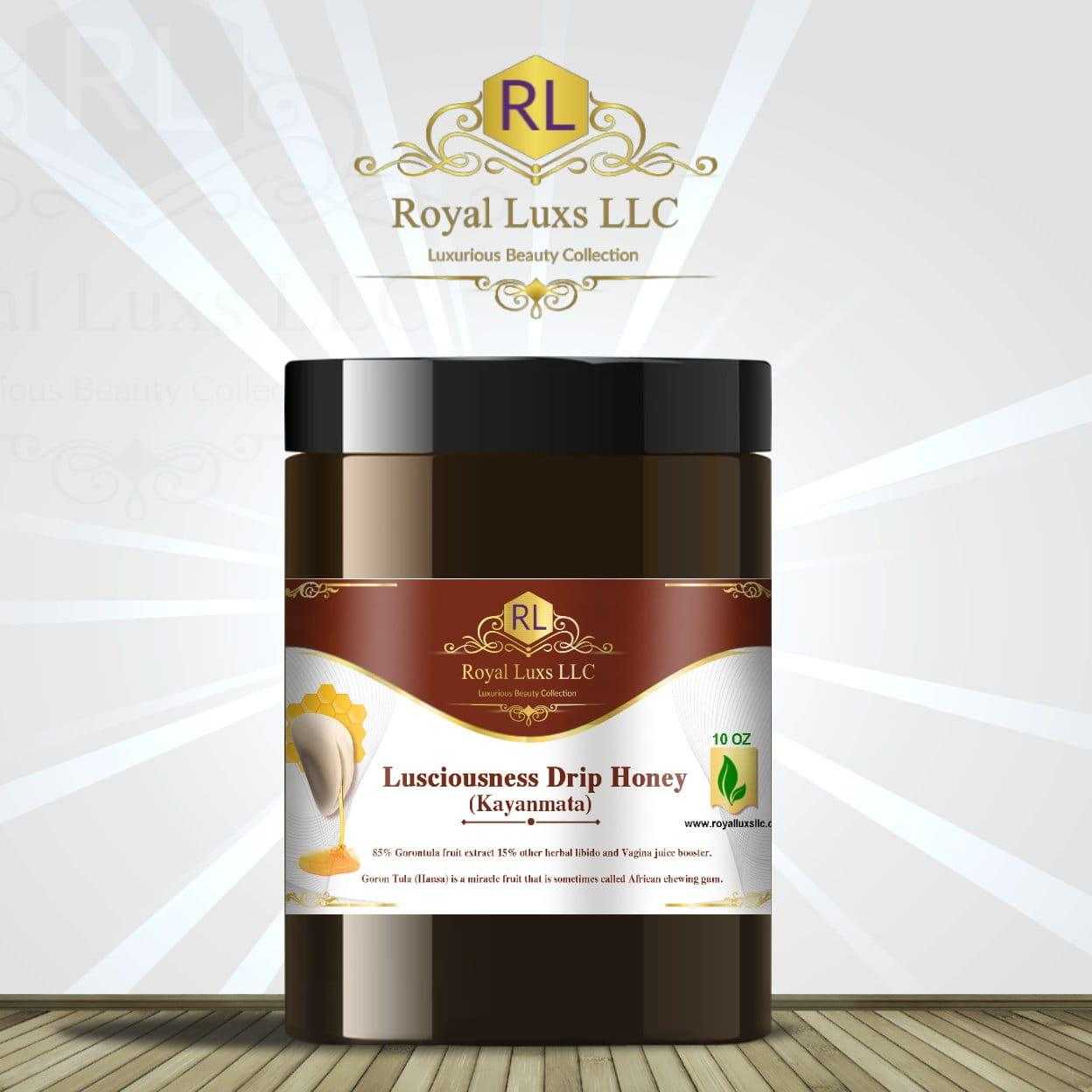 Lusciousness Drip Honey (Kayanmata) in a sleek jar by Royal Lux LLC, 10 oz for women's health benefits.