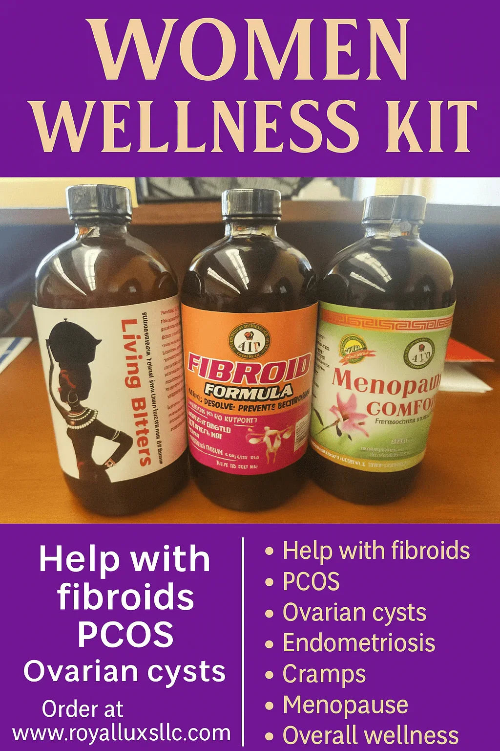 Women’s Herbal Wellness Kit – 3-Piece Plant-Based Support System - RoyalLuxsLLC